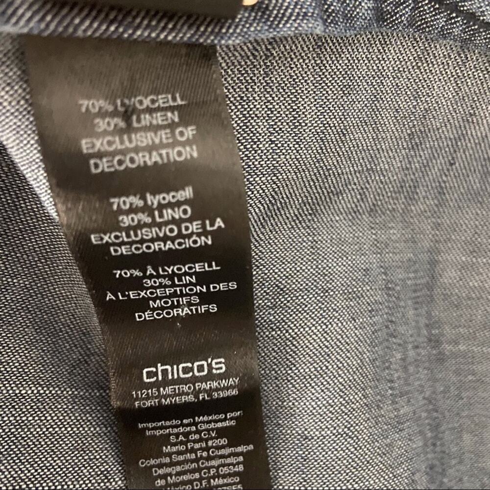 Chicos Black Label Chambray Off Shoulder Top Size #1 = Small - Picture 8 of 9